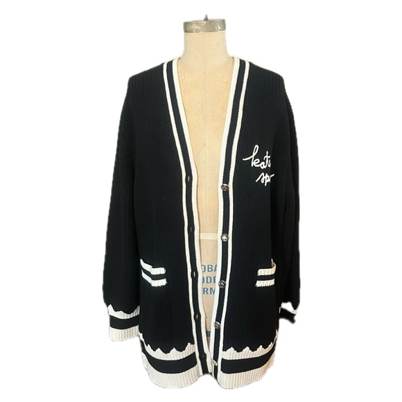 Kate Spade Oversized Logo Cardigan Black & White - Picture 7 of 16